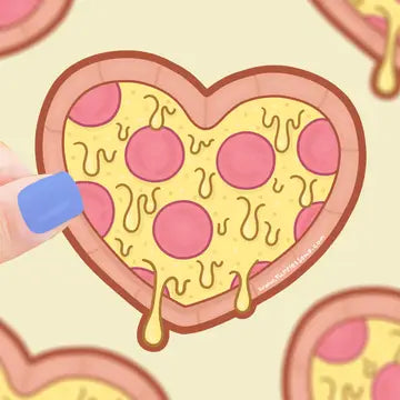 Pizza Heart Funny Food Art Pizza Lover Vinyl Sticker - Game On