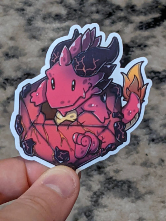 Polyhedral Dice Baby Magma Dragon Sticker - 2.5" - Game On