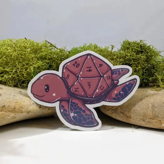 Polyhedral Dice D20 - Shell Turtle Sticker - 2.5" - Game On
