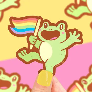 Pride LGBT+ Ally Flag Rainbow Frog Vinyl Sticker - Game On