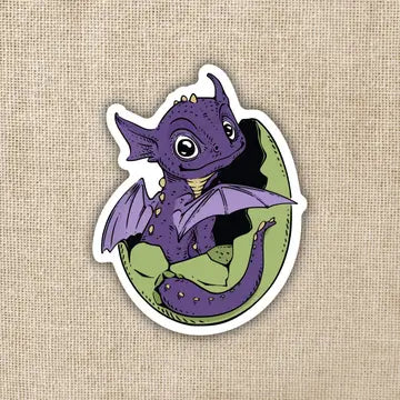 Purple Hatching Baby Dragon Sticker - Game On