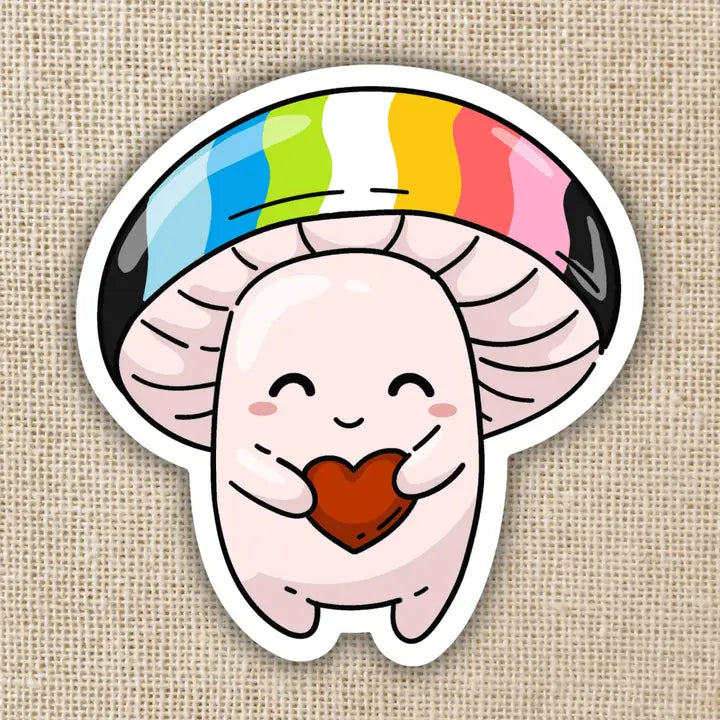 Queer Pride Flag Mushroom Sticker - Game On