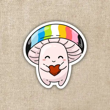 Queer Pride Flag Mushroom Sticker - Game On