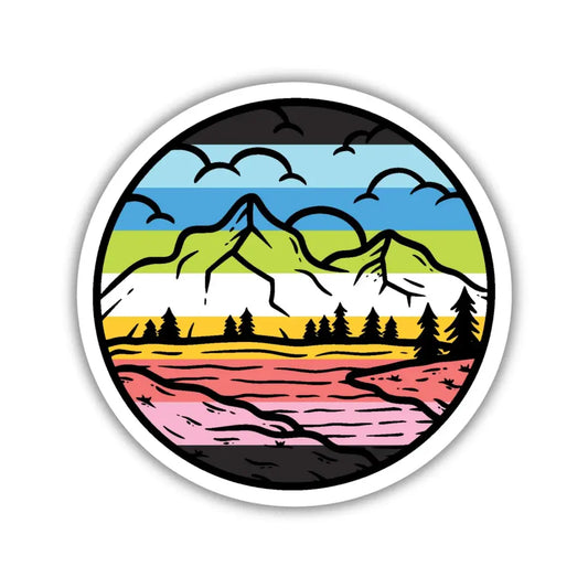 Queer Pride Mountainscape Flag Sticker - Game On