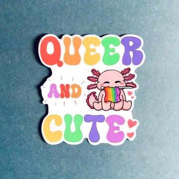 Queer and Cute - Axolotyle Pride Sticker - Game On