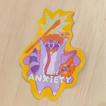 Raccoon Wizard Holographic Sticker - Game On