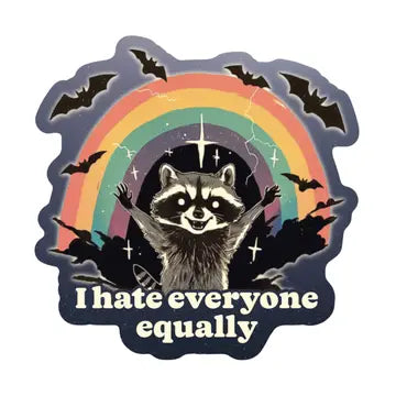 Racoon Hate Everyone Sticker - Game On