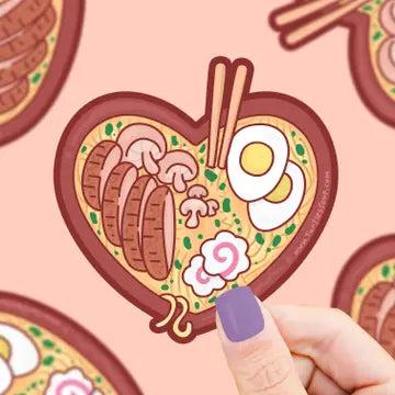 Ramen Heart Funny Foodie Love Noodles Vinyl Sticker - Game On