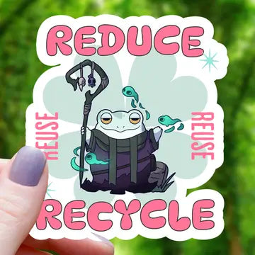 Reduce Reuse Recycle Necromancer Frog Sticker - Game On