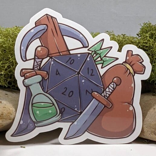 Rogue Adventurers Kit - D20 Sticker - 2.5" - Game On