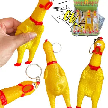 Screaming Chicken Squeaker Toy Key Chain - Game On