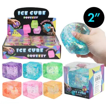 Shimmery Glitter Cube Squishy - Game On