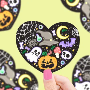 Spooky Halloween Heart Vinyl Sticker - Game On