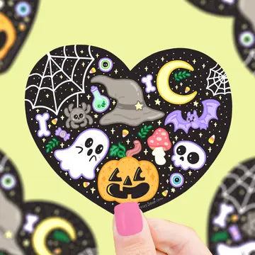 Spooky Halloween Heart Vinyl Sticker - Game On