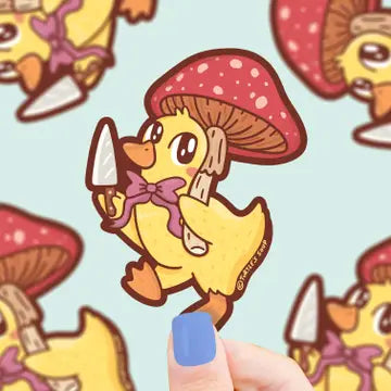 Stabby Duck Cute Cottagecore Funny Vinyl Sticker - Game On