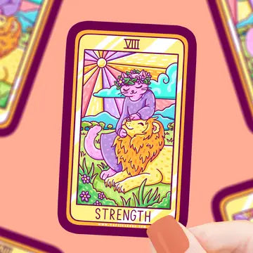 Strength Cat Major Arcana Tarot Card - Vinyl Sticker - Game On
