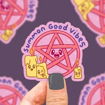 Summon Good Vibes Pentagram Gothic Kawaii Vinyl Sticker - Game On