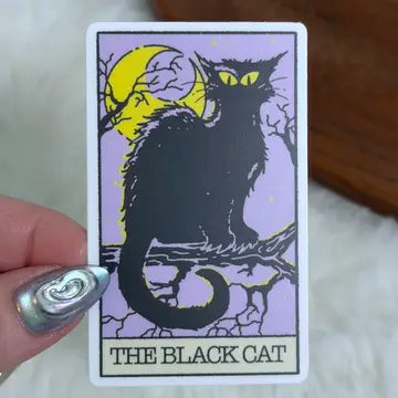 The Black Cat Tarot Card Halloween Sticker - Game On