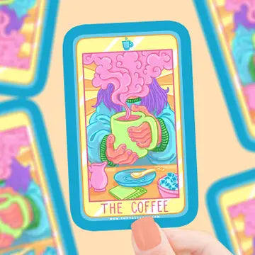The Coffee Tarot Card Vinyl Sticker Coffee Shop - Game On