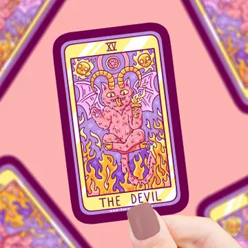 The Devil Cat Major Arcana Tarot Card - Vinyl Sticker - Game On