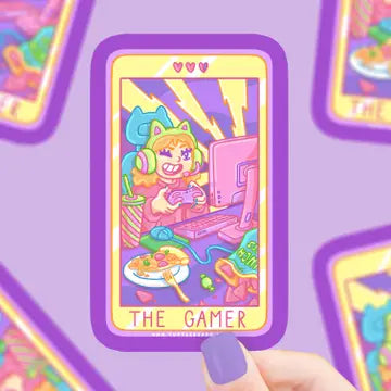 The Gamer Tarot Card Vinyl Sticker Computer Gamer - Game On