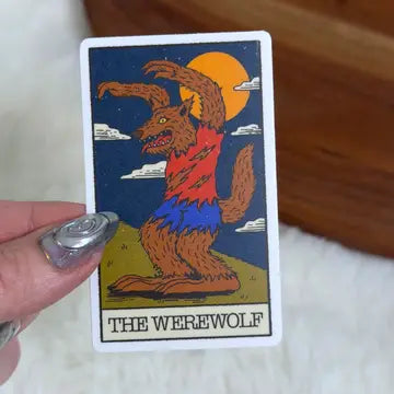 The Werewolf Tarot Card Halloween Sticker - Game On