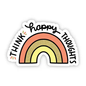Think Happy Thoughts Multicolor Rainbow Sticker - Game On