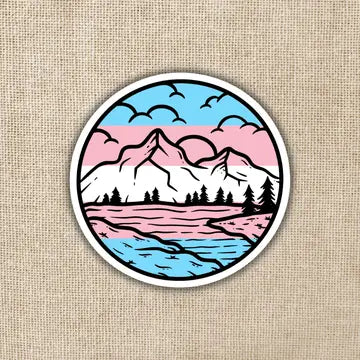 Transgender Pride Mountainscape Flag Sticker - Game On
