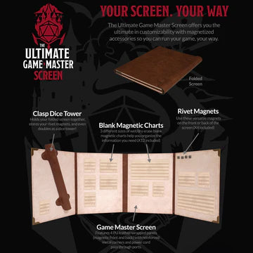 Ultimate Game Master Screen - Portrait/Black - Game On