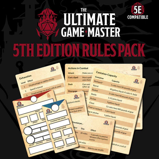 Ultimate Game Master Screen - 5E Magnectic Rules Pack - Game On