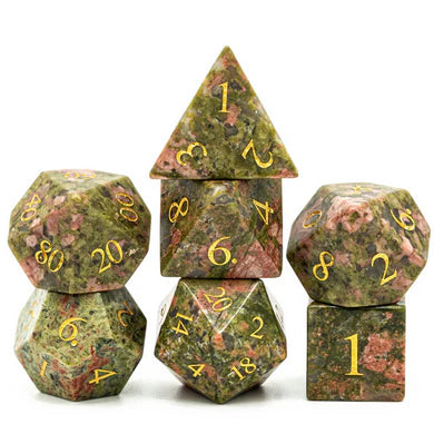 Unakite Gemstone - Engraved with Gold - Game On