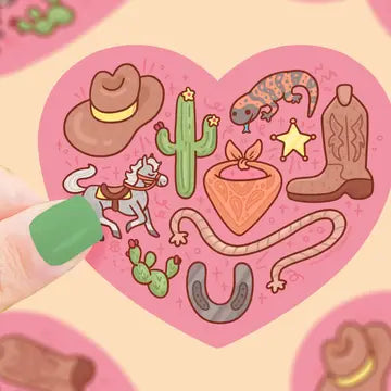 Western Rodeo Heart Valentines Vinyl Sticker - Game On