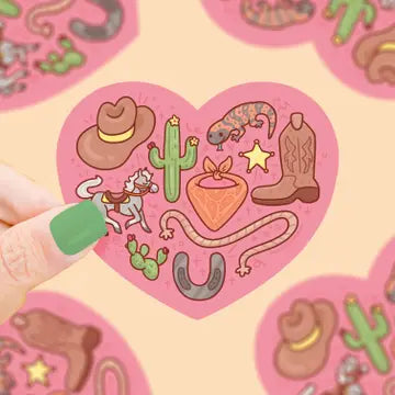 Western Rodeo Heart Valentines Vinyl Sticker - Game On