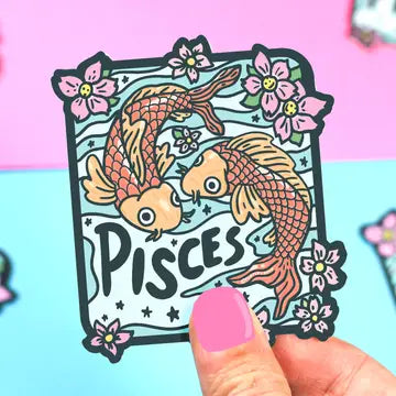 Zodiac Pisces Fish Astrology Horoscope Vinyl Sticker - Game On