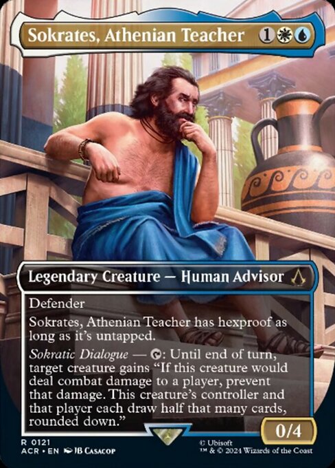 Sokrates, Athenian Teacher (121) - BORDERLESS - FULL ART (Foil) - Assassin's Creed - Game On
