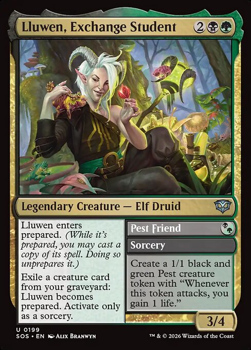 Lluwen, Exchange Student // Pest Friend (199) (Foil) - Secrets of Strixhaven - Game On