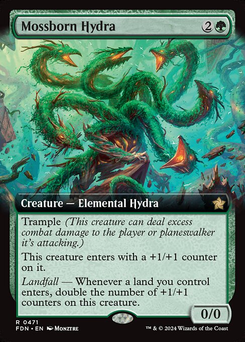Mossborn Hydra (471) - EXTENDED ART (Foil) - Foundations - Game On
