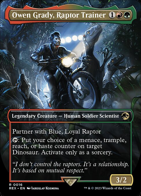 Owen Grady, Raptor Trainer (16) - BORDERLESS (Foil) - Jurassic World Collection - Game On