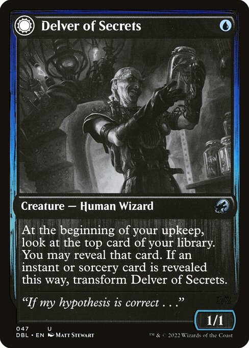 Delver of Secrets // Insectile Aberration (47) (Foil) - Innistrad: Double Feature - Game On