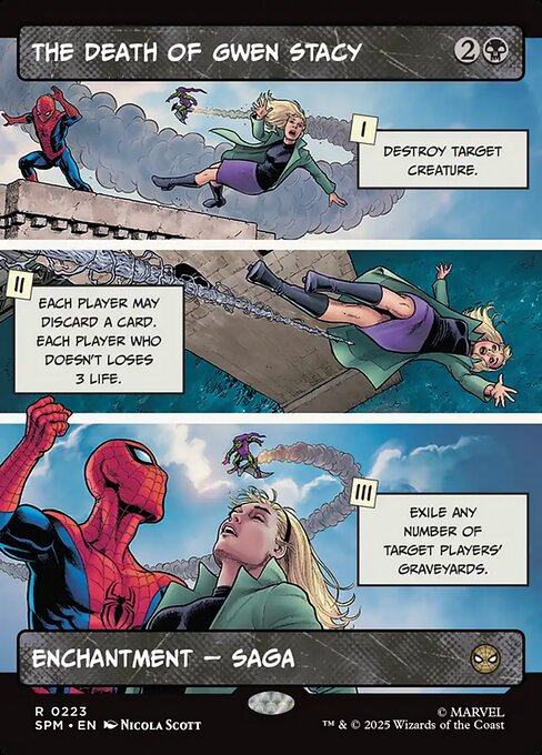 The Death of Gwen Stacy (223) - BORDERLESS - FULL ART (Foil) - Marvel's Spider-Man - Game On