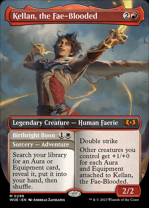 Kellan, the Fae-Blooded // Birthright Boon (298) - BORDERLESS (Foil) - Wilds of Eldraine - Game On