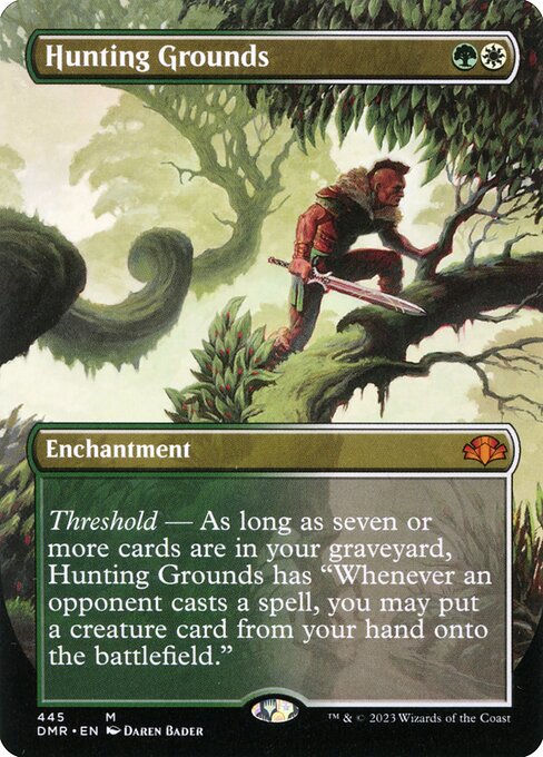Hunting Grounds (445) - BORDERLESS - FULL ART (Foil) - Dominaria Remastered - Game On