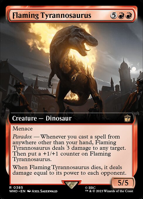 Flaming Tyrannosaurus (385) - EXTENDED ART - Doctor Who - Game On