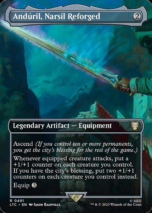Andúril, Narsil Reforged (491) - BORDERLESS - FULL ART (Foil) - Tales of Middle-earth Commander - Game On