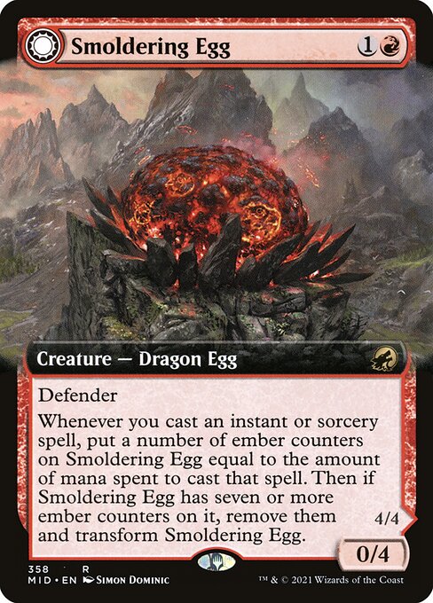 Smoldering Egg // Ashmouth Dragon (358) - EXTENDED ART (Foil) - Innistrad: Midnight Hunt - Game On