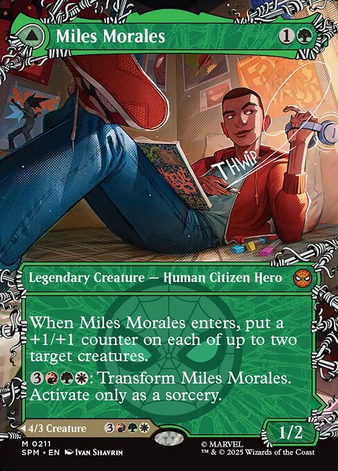Miles Morales // Ultimate Spider-Man (211) - BORDERLESS - FULL ART - Marvel's Spider-Man - Game On