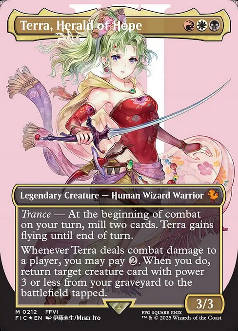 Terra, Herald of Hope (212) - BORDERLESS - FULL ART (Foil) - Final Fantasy Commander - Game On