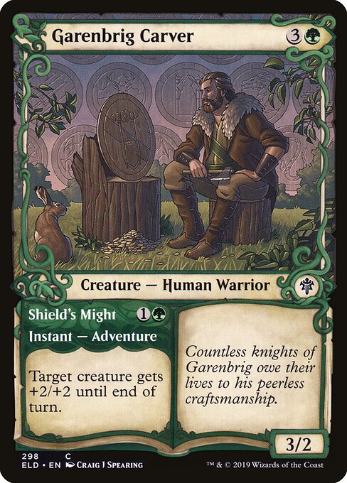 Garenbrig Carver // Shield's Might (298) - SHOWCASE (Foil) - Throne of Eldraine - Game On