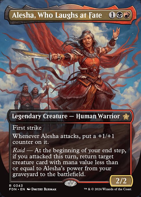 Alesha, Who Laughs at Fate (343) - BORDERLESS - FULL ART - Foundations - Game On
