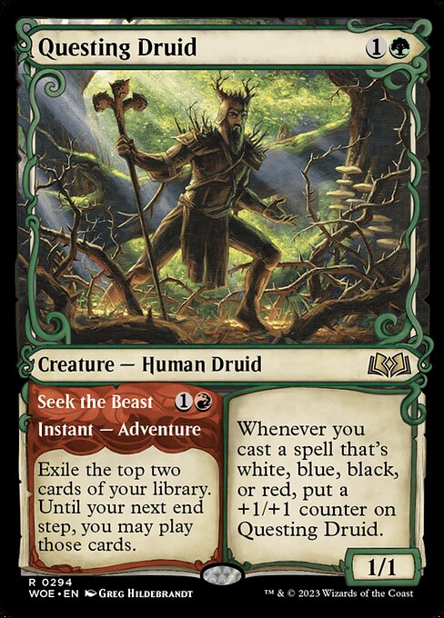 Questing Druid // Seek the Beast (294) - SHOWCASE (Foil) - Wilds of Eldraine - Game On